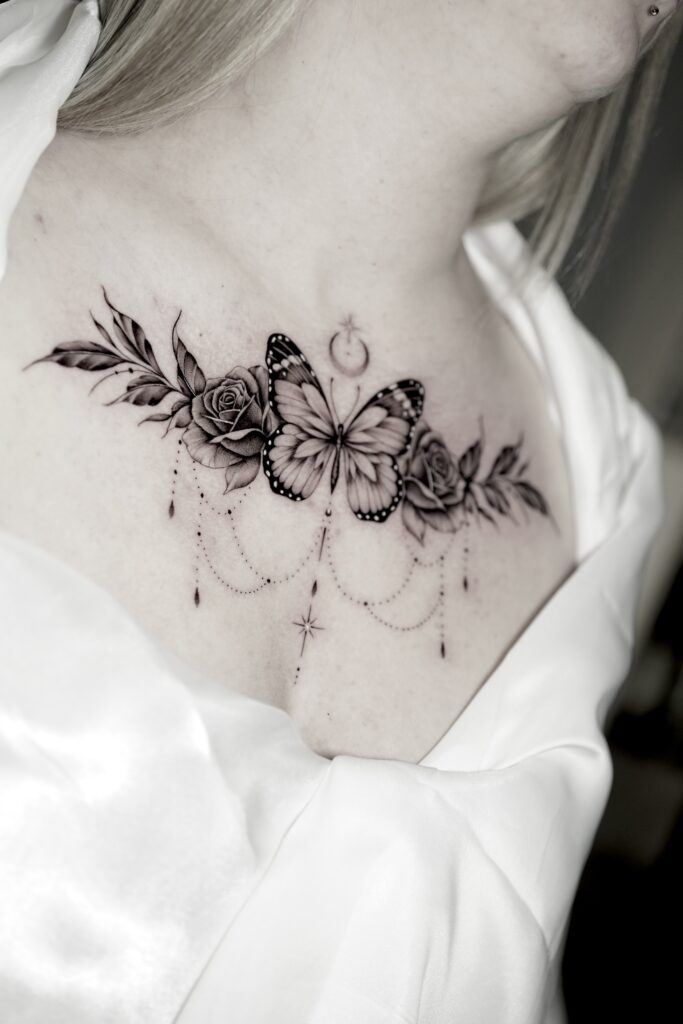 Custom black and grey tattoo design showcasing smooth shading by Andre Be Inkspired.